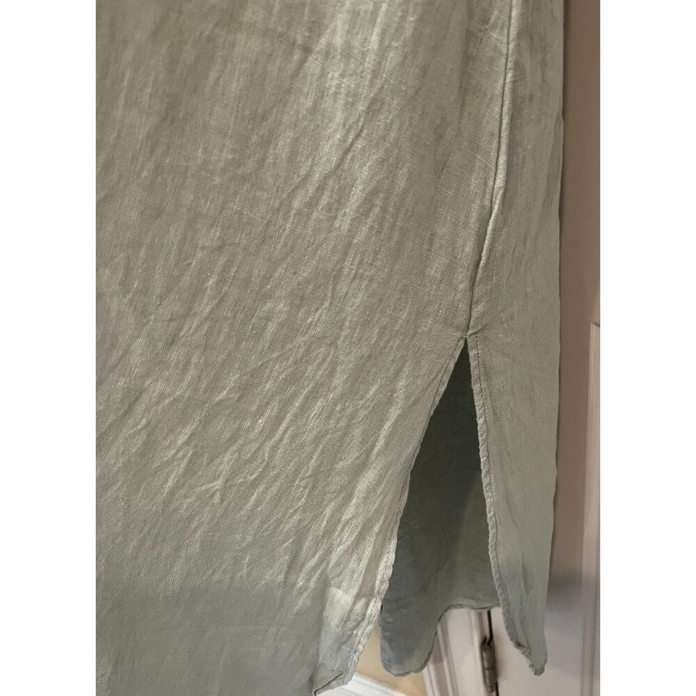 Zara NWT Sage Green Lovina Linen Short Sleeve Button Front Midi Dress sz XS NEW - Picture 5 of 15